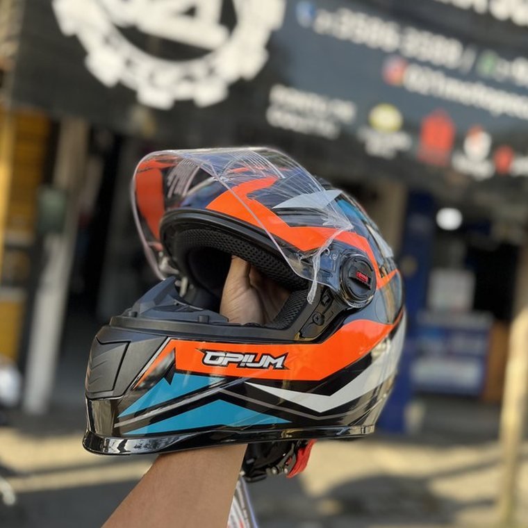 Capacete Opium Sport Preto, cor Preto/Laranja, linha Opium — 021 Moto Peças Vargem Pequena RJ