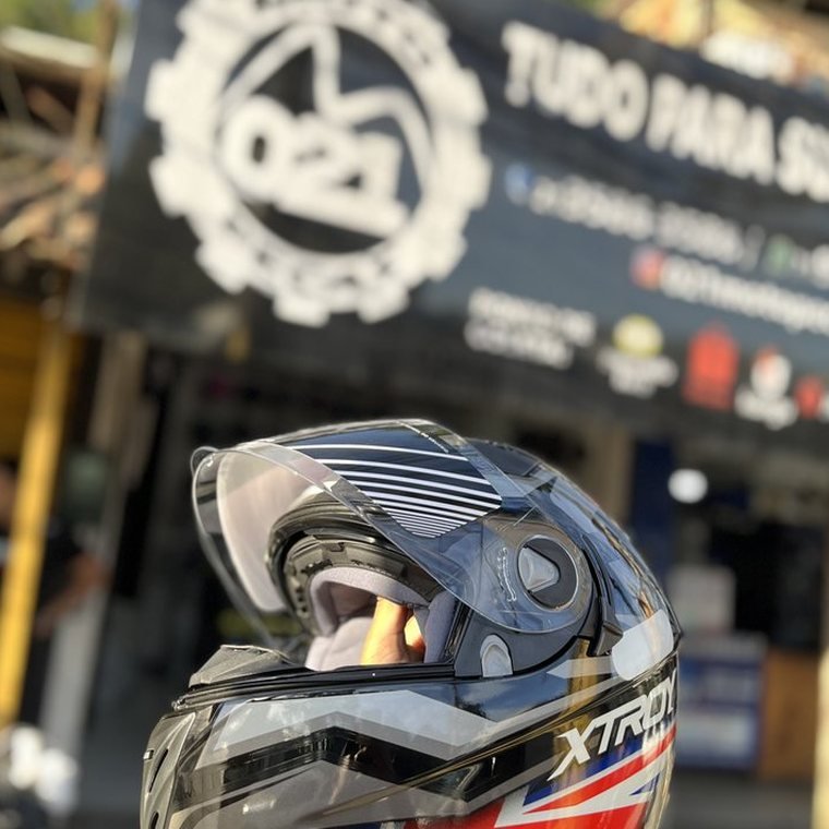 Capacete X-Troy Union Jack Preto, cor Preto, linha X-Troy — 021 Moto Peças Vargem Pequena RJ